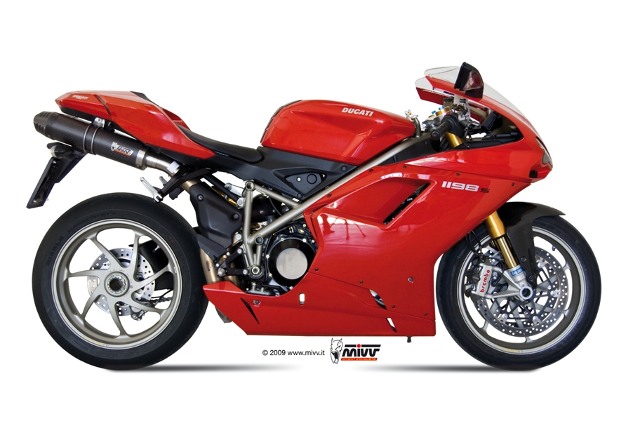 Mivv Oval Carbon Dubbele Underseat Einddemper (L+R) Set met E-keur Ducati 848 2007 > 2013